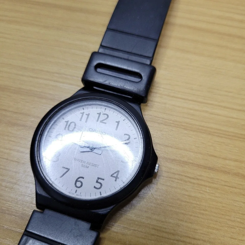 Casio MW-240 Quartz Analog Watch Black Dial Resin Strap 50m Water-Resistant